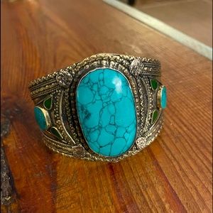 Gemstone turquoise colored cuff bracelet